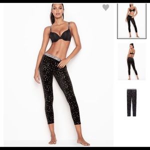 Victoria Secret Velvet Glitter Small Star Leggings